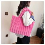 Plush Faux Fur Statement Tote – Hot Pink